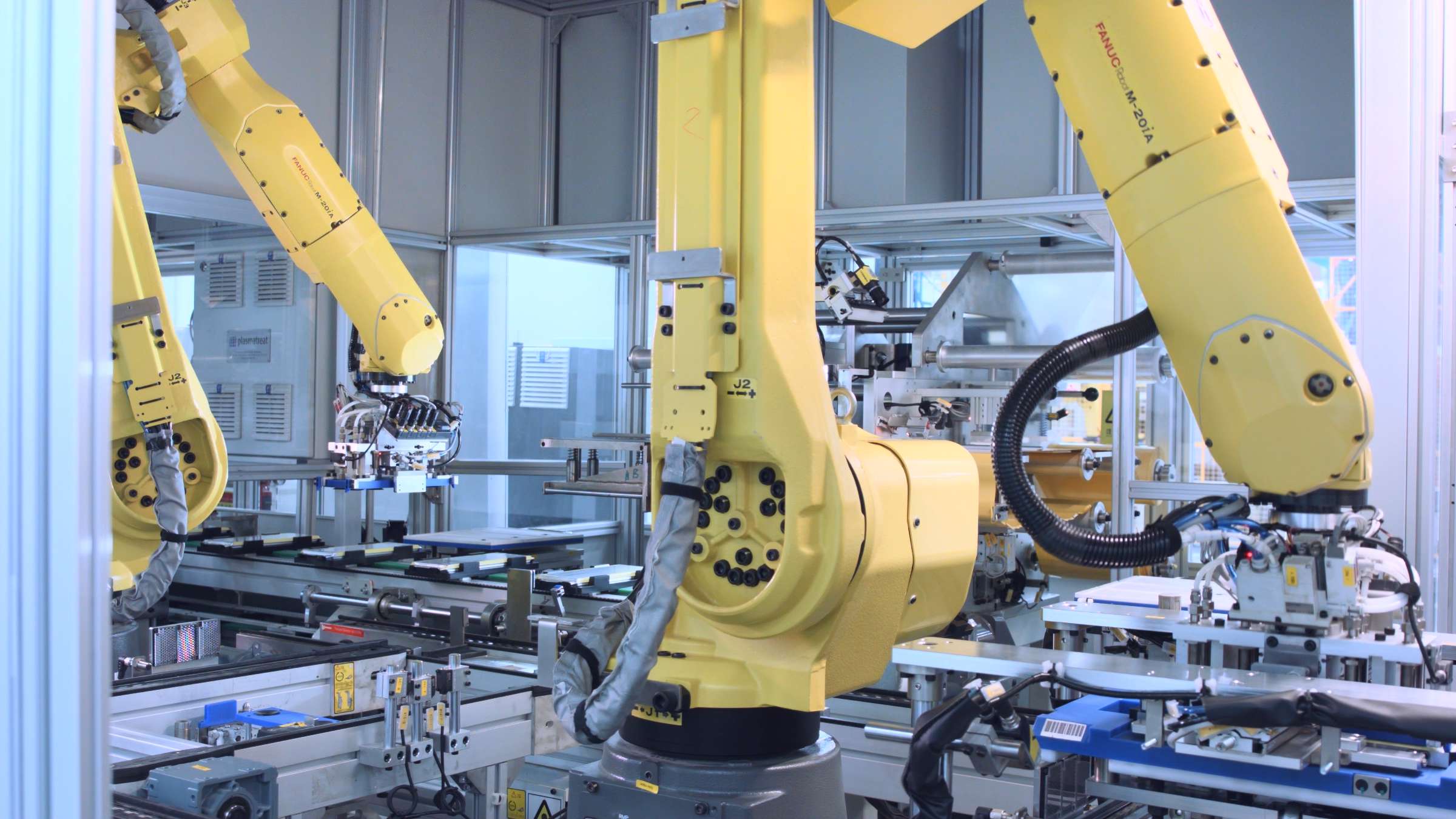 Electronics procurement case with modern industrial equipment display, bright factory environment